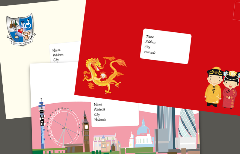 Return Envelopes Montage of wedding stationery.