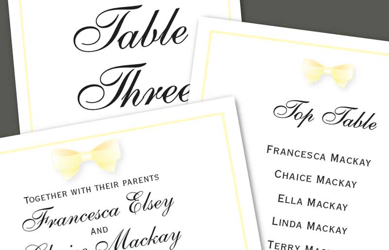 Montage of wedding stationery.