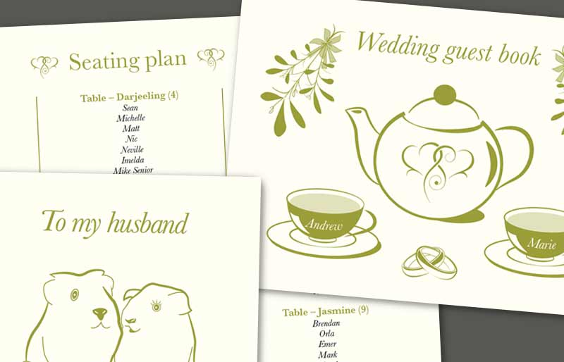 Montage of wedding stationery.