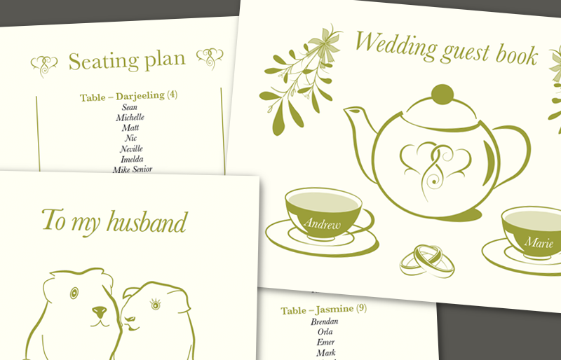 Marie & Andrew's Wedding Stationery Montage of wedding stationery.