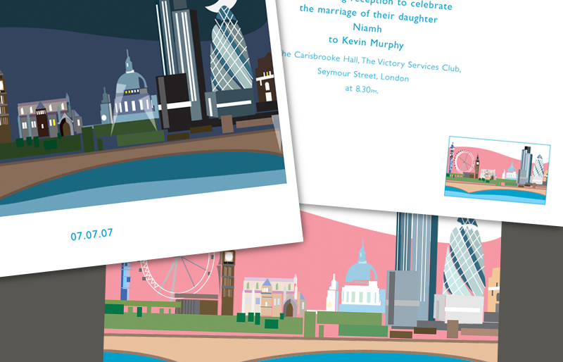 Niamh & Kevin's Wedding Stationery Montage of wedding stationery.