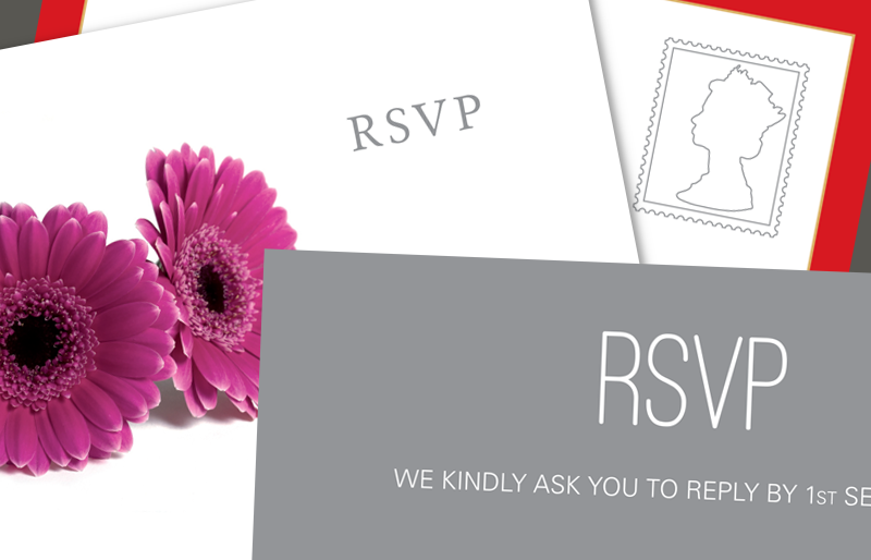 RSVP wedding stationery Montage of examples.