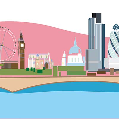 Illustration of London skyline.