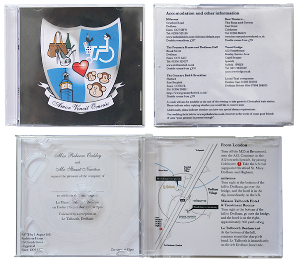 Rebecca & Stuart's Wedding CD Front, back and inside